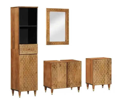 4-Daļīgs Vannasistabas Mēbeļu Komplekts, Mango Masīvkoks Vidaxl