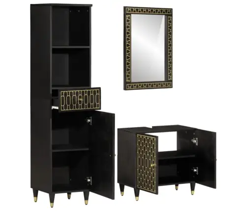 3-Daļīgs Vannasistabas Mēbeļu Komplekts, Mango Masīvkoks Vidaxl