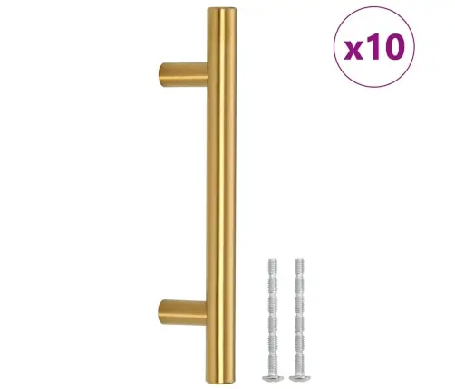Spintelės Rankenėlės, 10Vnt., Auksinės, Nerūdijantis Plienas