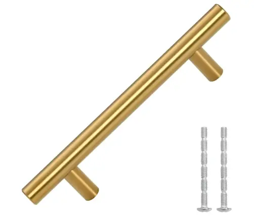 Spintelės Rankenėlės, 10Vnt., Auksinės, Nerūdijantis Plienas