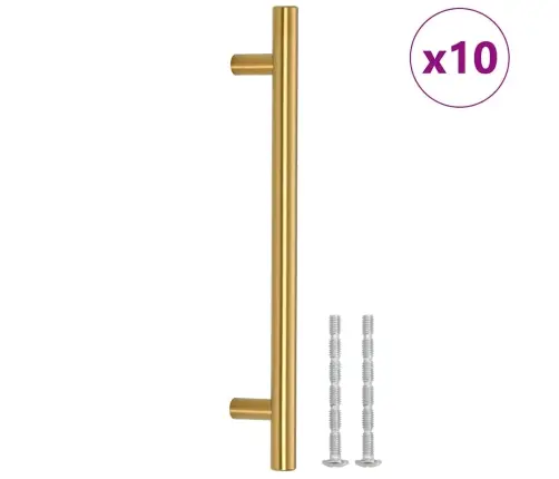 Spintelės Rankenėlės, 10Vnt., Auksinės, Nerūdijantis Plienas