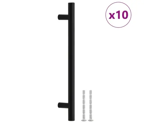 Spintelės Rankenėlės, 10Vnt., Juodos, Nerūdijantis Plienas