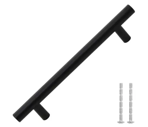 Spintelės Rankenėlės, 10Vnt., Juodos, Nerūdijantis Plienas