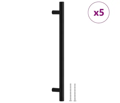 Spintelės Rankenėlės, 5Vnt., Juodos, Nerūdijantis Plienas