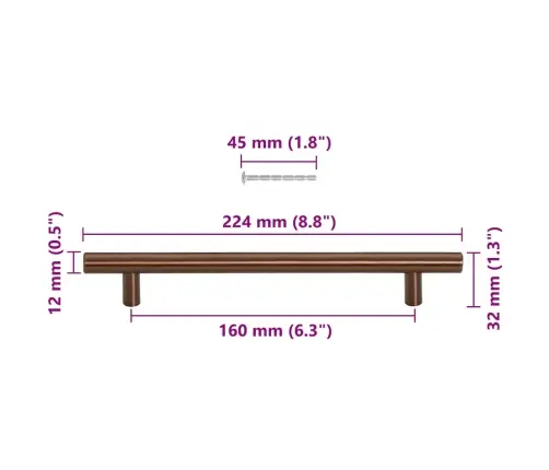 Kapi Käepidemed 10 Tk, Pronks, 160 Mm, Roostevaba Teras