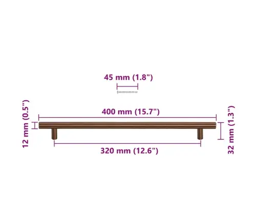 Spintelės Rankenėlės, 5Vnt., Bronzinės, Nerūdijantis Plienas