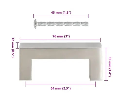 Kapi Käepidemed 10 Tk, Hõbedane, 64 Mm, Roostevaba Teras