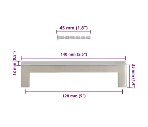 Spintelės Rankenėlės, 10Vnt., Sidabrinės, Nerūdijantis Plienas
