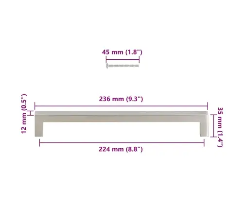 Spintelės Rankenėlės, 5Vnt., Sidabrinės, Nerūdijantis Plienas
