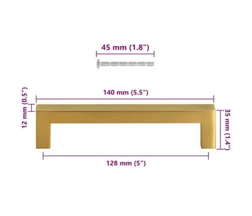 Skapja Rokturi, 10 Gab., Zelta, 128 Mm, Nerūsējošais Tērauds Vidaxl