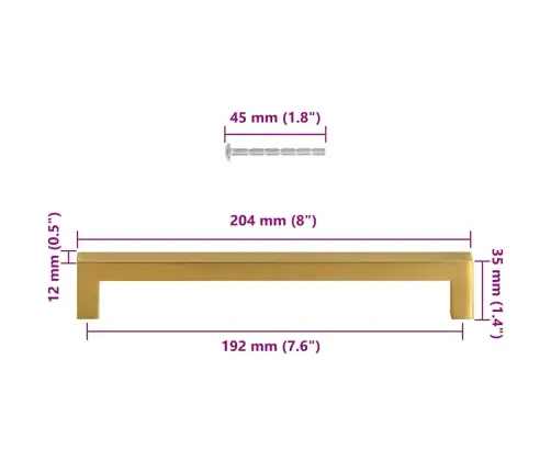 Spintelės Rankenėlės, 5Vnt., Auksinės, Nerūdijantis Plienas