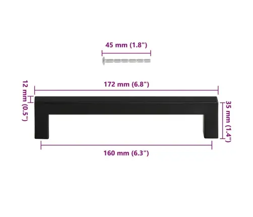 Kapi Käepidemed 10 Tk, Must, 160 Mm, Roostevaba Teras