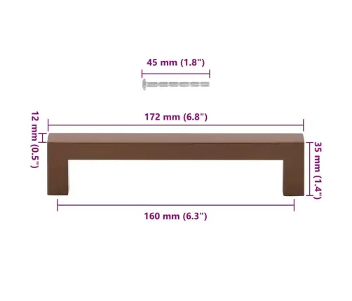 Kapi Käepidemed 10 Tk, Pronks, 160 Mm, Roostevaba Teras