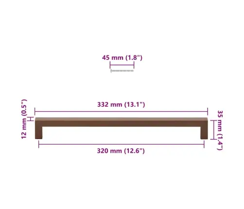 Kapi Käepidemed 5 Tk, Pronks, 320 Mm, Roostevaba Teras