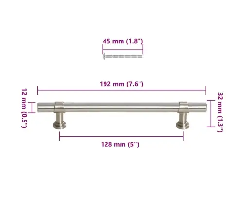 Spintelės Rankenėlės, 10Vnt., Sidabrinės, Nerūdijantis Plienas