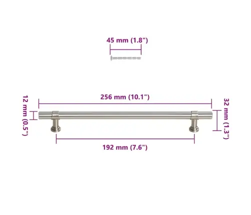 Spintelės Rankenėlės, 5Vnt., Sidabrinės, Nerūdijantis Plienas