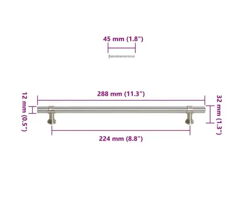 Spintelės Rankenėlės, 5Vnt., Sidabrinės, Nerūdijantis Plienas