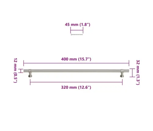 Kapi Käepidemed 5 Tk, Hõbedane, 320 Mm, Roostevaba Teras