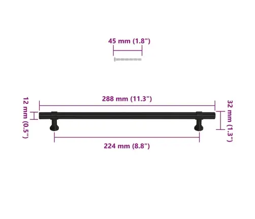 Kapi Käepidemed 5 Tk, Must, 224 Mm, Roostevaba Teras