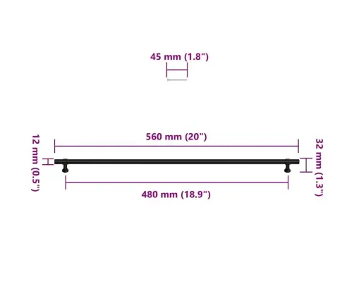 Kapi Käepidemed 5 Tk, Must, 480 Mm, Roostevaba Teras