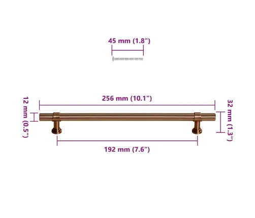 Spintelės Rankenėlės, 5Vnt., Bronzinės, Nerūdijantis Plienas