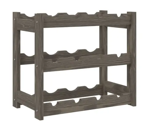 Vyno Laikiklis 12 Butelių, Pilkas, Pušies Medienos Masyvas