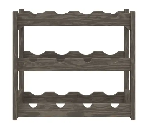 Vyno Laikiklis 12 Butelių, Pilkas, Pušies Medienos Masyvas