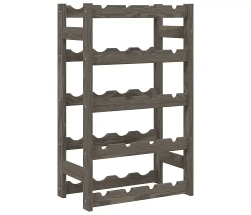 Vīna Pudeļu Plaukts 20 Pudelēm, Pelēks Priedes Masīvkoks Vidaxl