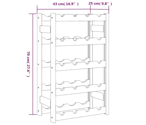 Vīna Pudeļu Plaukts 20 Pudelēm, Pelēks Priedes Masīvkoks Vidaxl