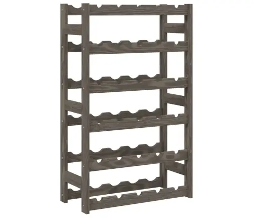 Vīna Pudeļu Plaukts 30 Pudelēm, Pelēks Priedes Masīvkoks Vidaxl
