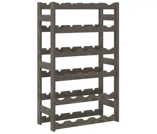 Vīna Pudeļu Plaukts 30 Pudelēm, Pelēks Priedes Masīvkoks Vidaxl