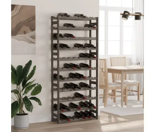 Vīna Pudeļu Plaukts 77 Pudelēm, Pelēks Priedes Masīvkoks Vidaxl