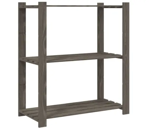 3-Līmeņu Glabāšanas Plaukts, Pelēks, 80X38X90 Cm, Priedes Koks Vidaxl