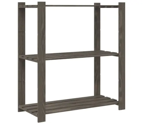 3-Līmeņu Glabāšanas Plaukts, Pelēks, 80X38X90 Cm, Priedes Koks Vidaxl
