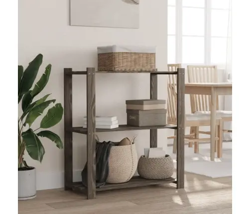 3-Līmeņu Glabāšanas Plaukts, Pelēks, 80X38X90 Cm, Priedes Koks Vidaxl