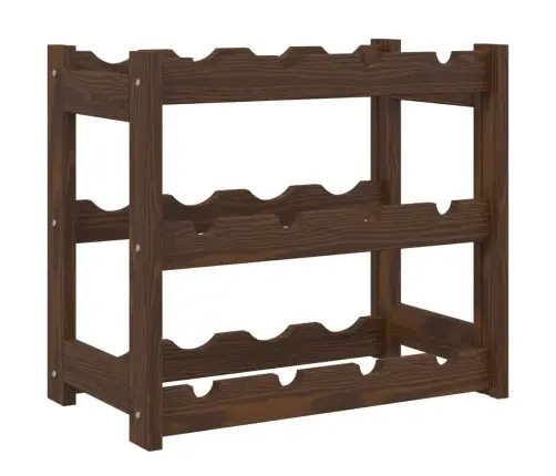 Vīna Pudeļu Plaukts 12 Pudelēm, Brūns Priedes Masīvkoks Vidaxl