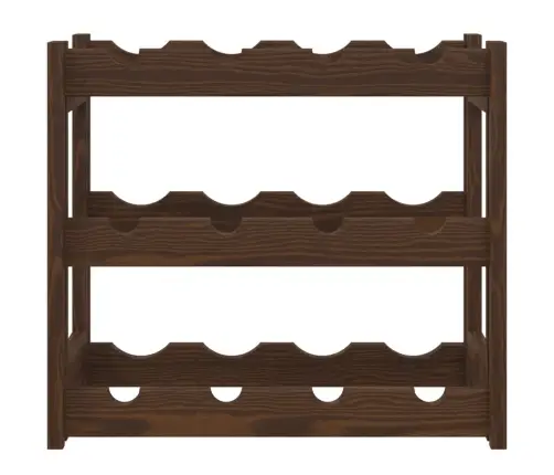 Vīna Pudeļu Plaukts 12 Pudelēm, Brūns Priedes Masīvkoks Vidaxl