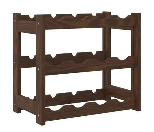 Vīna Pudeļu Plaukts 12 Pudelēm, Brūns Priedes Masīvkoks Vidaxl