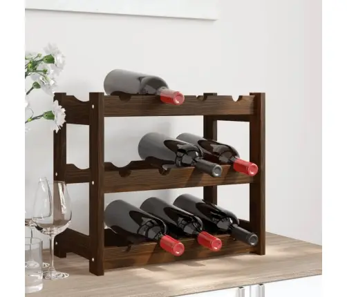 Vīna Pudeļu Plaukts 12 Pudelēm, Brūns Priedes Masīvkoks Vidaxl