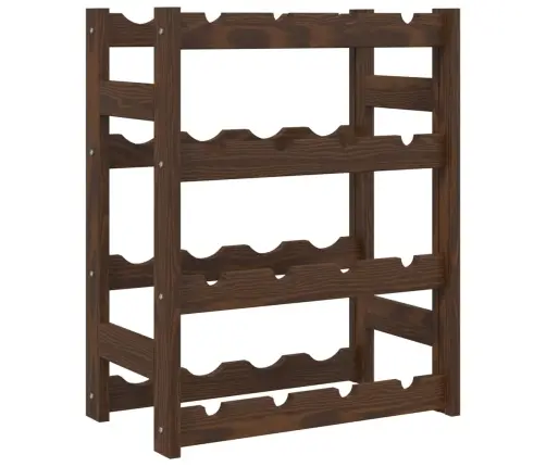 Vīna Pudeļu Plaukts 16 Pudelēm, Brūns Priedes Masīvkoks Vidaxl