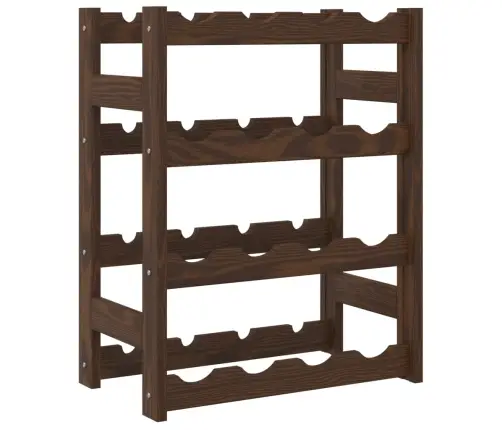 Vīna Pudeļu Plaukts 16 Pudelēm, Brūns Priedes Masīvkoks Vidaxl