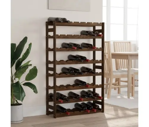 Vīna Pudeļu Plaukts 56 Pudelēm, Brūns Priedes Masīvkoks Vidaxl