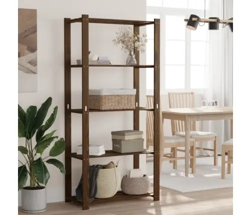 Lentyna Daiktams, 5 Aukštų, Ruda, 80X38X170cm Pušies Masyvas