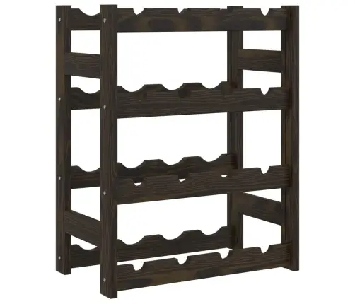 Vīna Pudeļu Plaukts 16 Pudelēm, Melns Priedes Masīvkoks Vidaxl