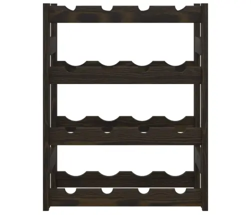 Vīna Pudeļu Plaukts 16 Pudelēm, Melns Priedes Masīvkoks Vidaxl