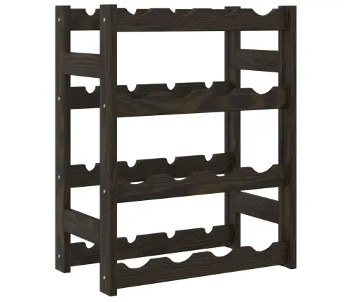 Vīna Pudeļu Plaukts 16 Pudelēm, Melns Priedes Masīvkoks Vidaxl