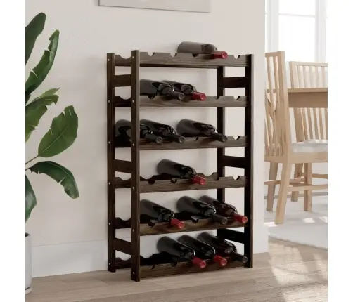 Vīna Pudeļu Plaukts 30 Pudelēm, Melns Priedes Masīvkoks Vidaxl