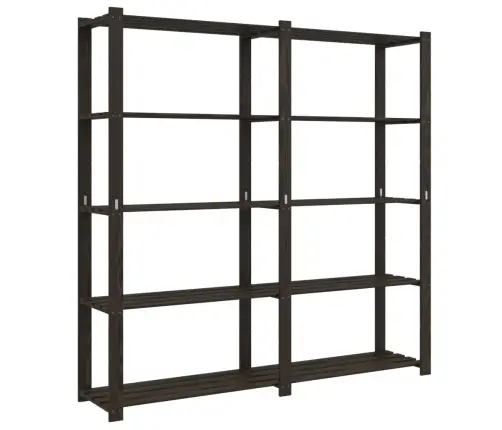 5-Līmeņu Glabāšanas Plaukts, Melns, 170X38X170 Cm, Priedes Koks Vidaxl