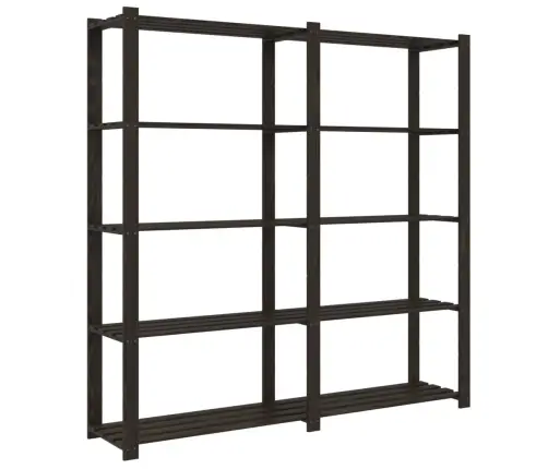5-Līmeņu Glabāšanas Plaukts, Melns, 170X38X170 Cm, Priedes Koks Vidaxl
