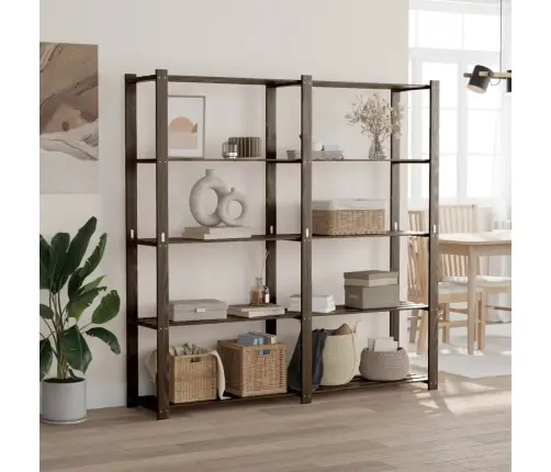 5-Līmeņu Glabāšanas Plaukts, Melns, 170X38X170 Cm, Priedes Koks Vidaxl